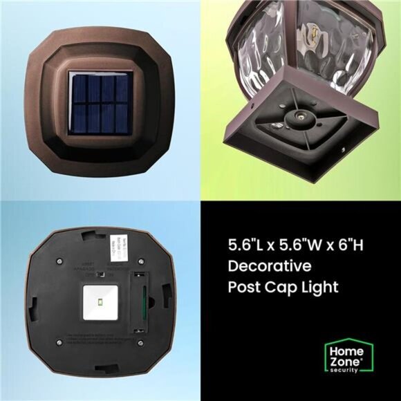 Security Solar Post Cap Lights -Decorative Glass LED Outdoor 4x4 (3.5 x 3.5 in.) - Picture 6 of 8